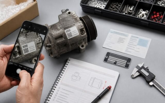 Vehicle information, part photo and notes prepared for an accurate spare part enquiry